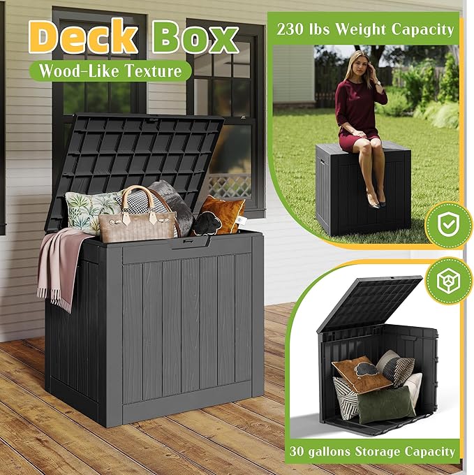 30 Gallon Outdoor Storage Box, Large Resin Deck Box - Image 6