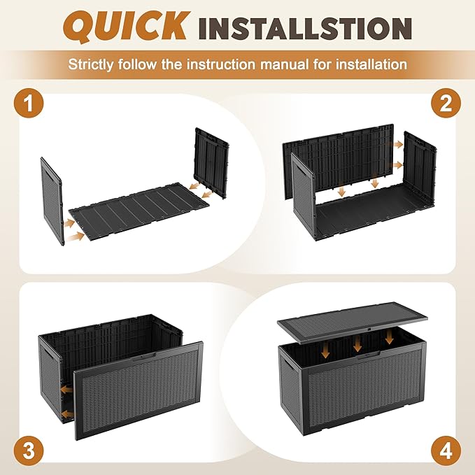Outdoor Storage Box, Resin Deck Boxes Indoor and outdoor, Waterproof Storage - Image 6