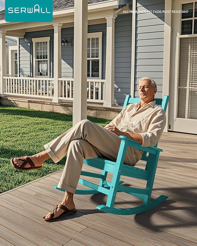SERWALL Oversized Outdoor Rocking Chair Set of 2, HDPE Rocker - Image 2