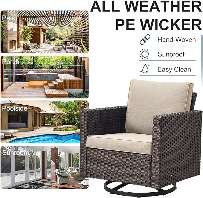 Belord 7 Piece Outdoor Furniture Patio Wicker Sofa Set, Oversize Outdoor Swivel - Image 7