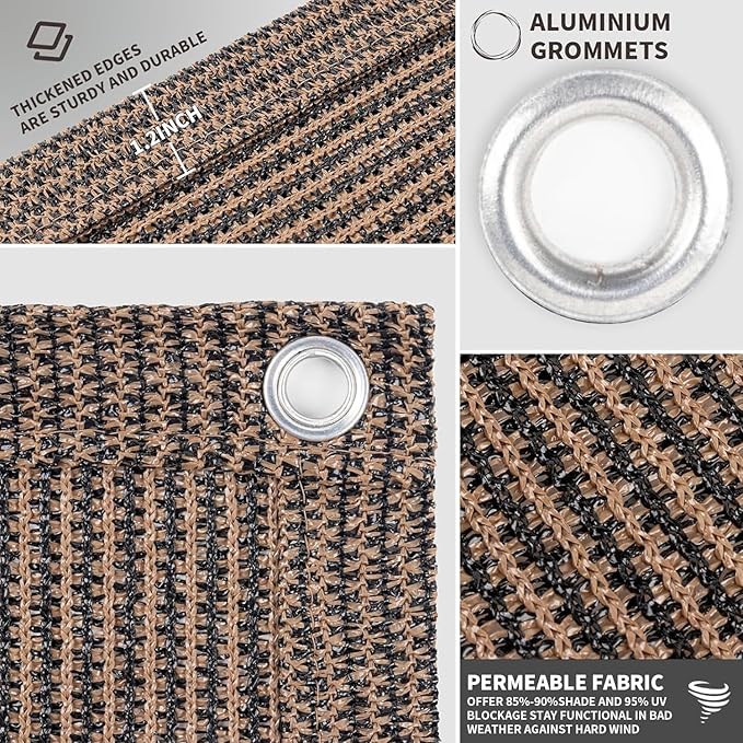 LOVE STORY Custom Size 3.3'x25' Brown Balcony Privacy Screen, UV Block Privacy - Image 3