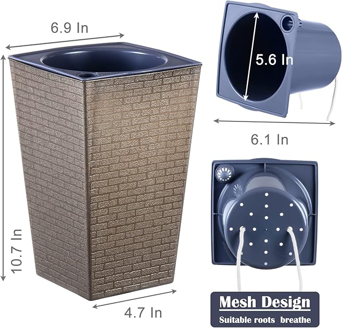 2 Pack Self Watering Planters 10.7" x 6.9" Planter - Image 3