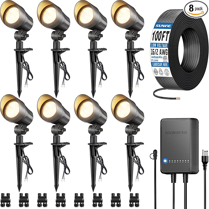 SUNVIE All-in-One Low Voltage Landscape Lighting Kit, 6W Landscape Lights Wired by SUNVIE