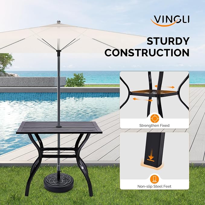 VINGLI 36" Square Patio Table for 4, Metal Outdoor Dining Table - Image 4