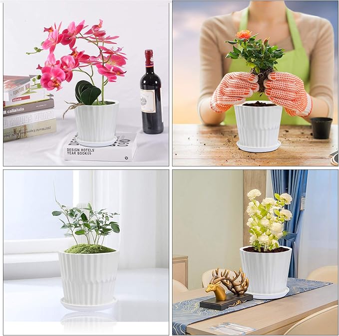 Plant Pots - 6.7 Inch Cylinder Ceramic Planters - Image 7