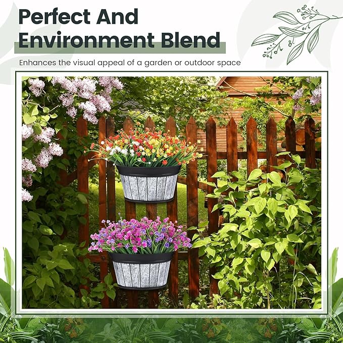 Layhit 6 Pcs Wall Hanging Planters Outdoor Pot Planter Wine Barrel Planter - Image 5