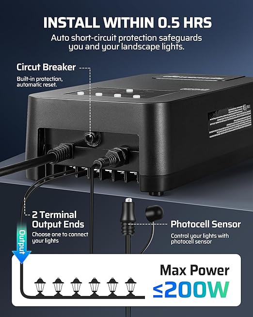 DEWENWILS 200W Low Voltage Landscape Transformer - Image 6