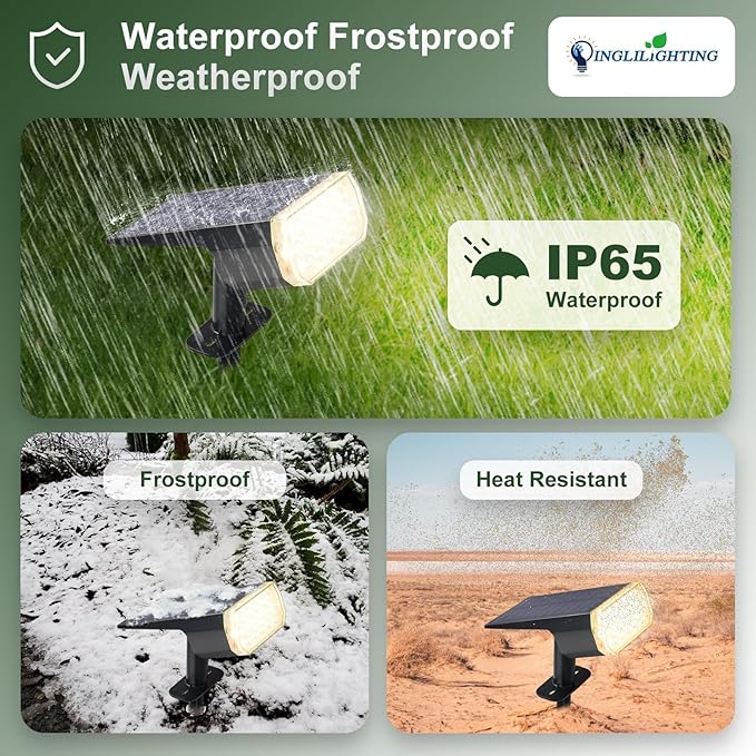 DINGLILIGHTING Waterproof Solar Lights Outdoor: IP65 Led Spot Light Decorations - Image 4