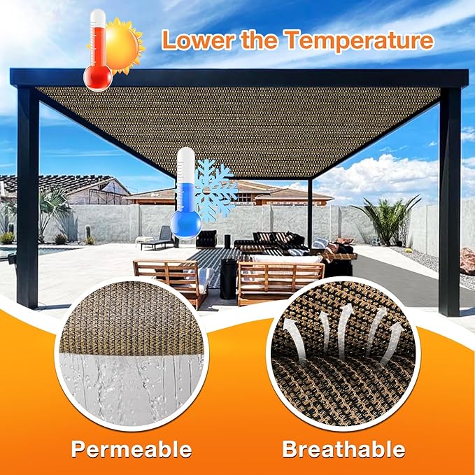 Artpuch Outdoor Pergola Shade Cover 11x17 FT Sun Shade Cloth - Image 4