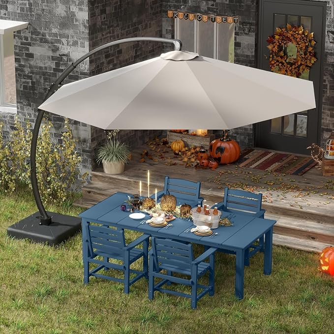 7-Piece Navy Blue Outdoor Dining Set - Image 8