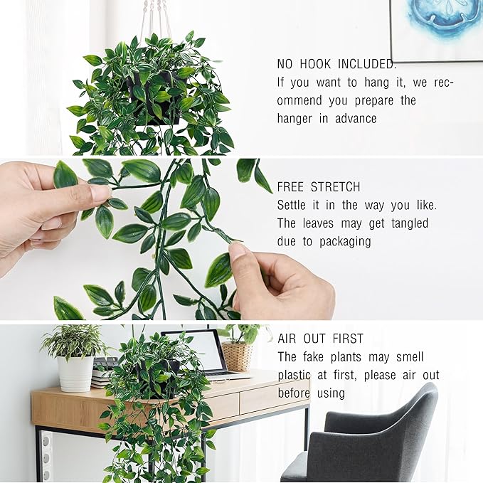 Waipfaru 2Pcs Fake Hanging Plants - Image 4