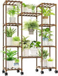 Plant Stand with Wheels Outdoor Indoor Hanging Plant Shelf by Gentingbro