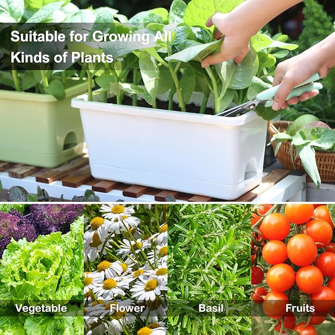 Window Box Planter 6 Packs, 13.8 Inches Rectangle Flower Pots - Image 7