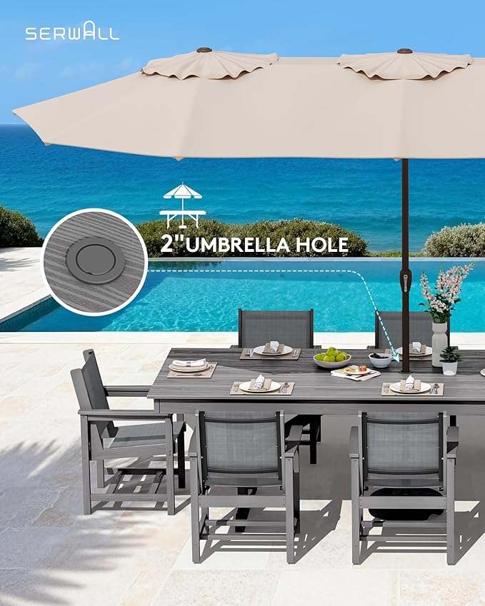 SERWALL 9 Piece Outdoor Dining Set - Image 5