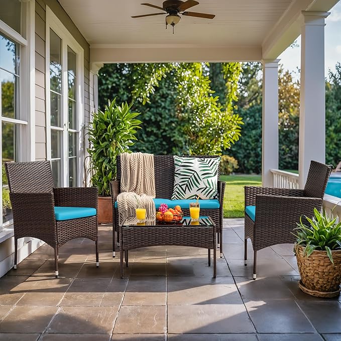 Homall 4 Pieces Patio Rattan Chair Wicker, Outdoor Indoor Use Backyard Porch - Image 6