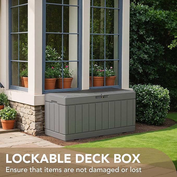Devoko 85 Gallon Deck Box Lockable Resin Outdoor Storage Box waterproof Outdoor - Image 4