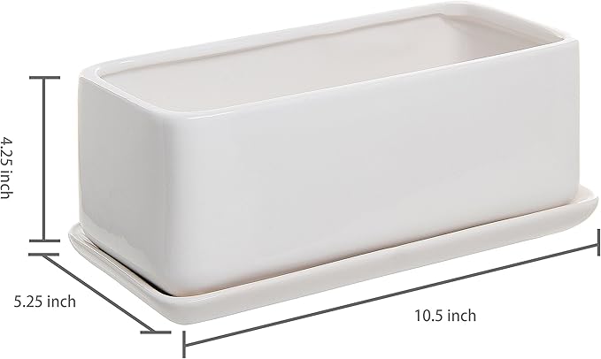 MyGift 10 Inch Modern Unglazed White Ceramic Indoor Plant Pot - Image 5