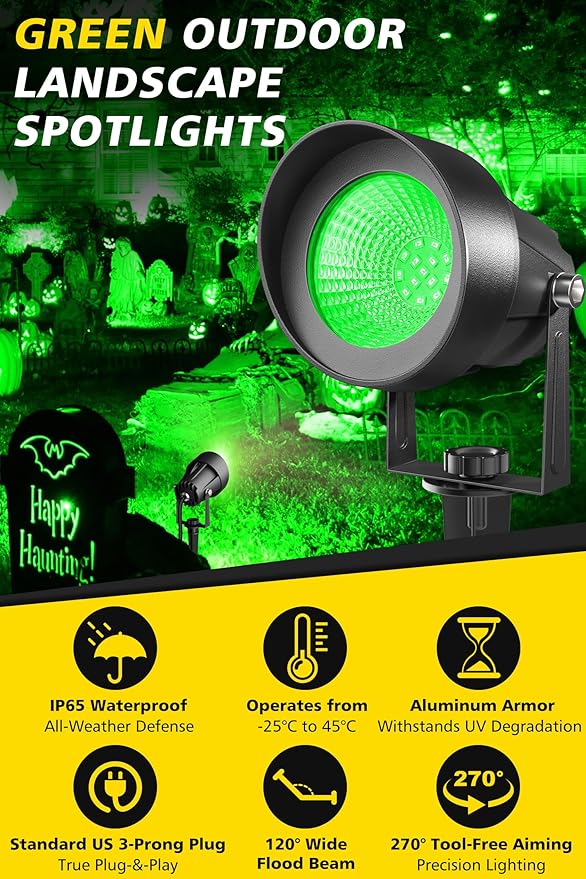 T-SUN Green Spotlight Outdoor, Waterproof LED Landscape Lighting - Image 2