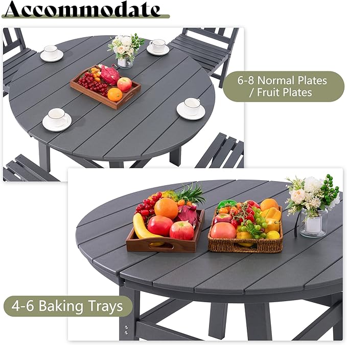 AMERLIFE 5 Piece HDPE Outdoor Dining Table & Chairs Set, All-Weather Patio - Image 7