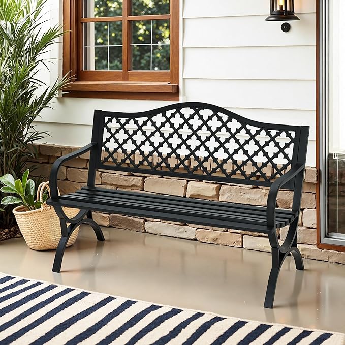 MFSTUDIO 50" Lucky Clover Outdoor Bench, Durable Patio Garden Bench Park Chair by MFSTUDIO