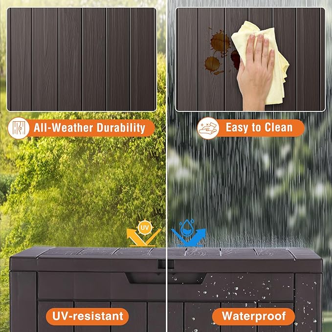 Sweetcrispy Deck Box with 31 Gallon Capacity, Weatherproof Resin Lockable - Image 6