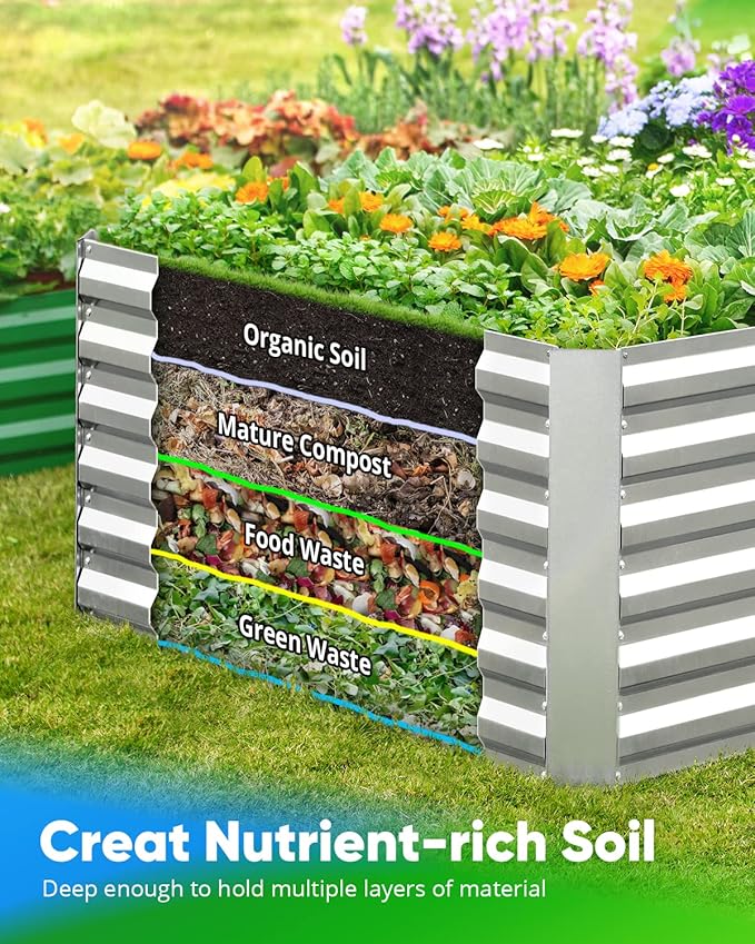 Quictent Galvanized Raised Garden Bed 8x4x2 Ft Tall Metal Planter Box - Image 3