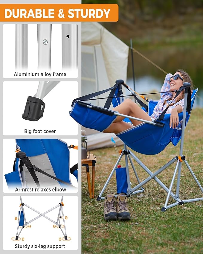 KingCamp Hammock Chair with Footrest – Heavy Duty Swinging Rocking Camping - Image 9
