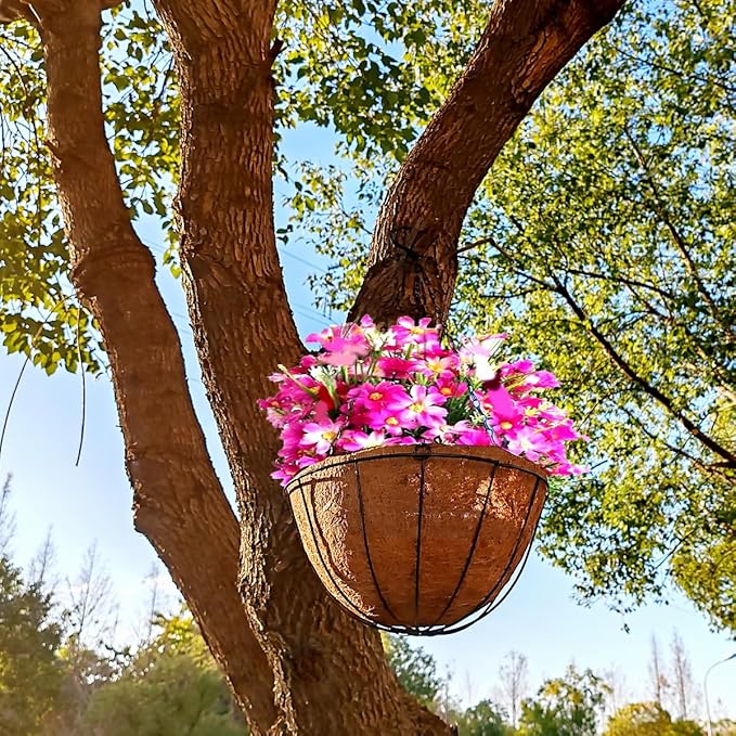 TIHOOD 4 Pack 12 inch Hanging Planter Basket Outdoor Large Hanging Flower Pots - Image 3