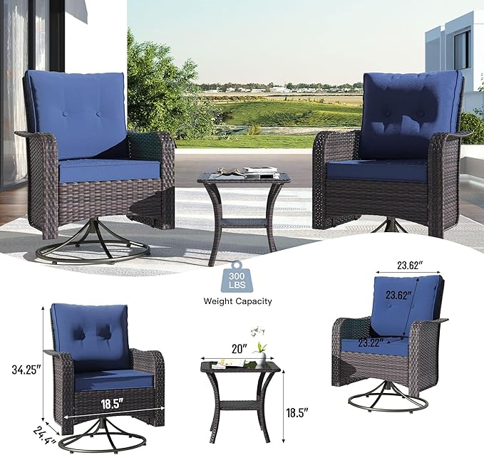 Kullavik 13 Pieces Outdoor Patio Furniture Set, PE Wicker Rattan Sectional Sofa - Image 4