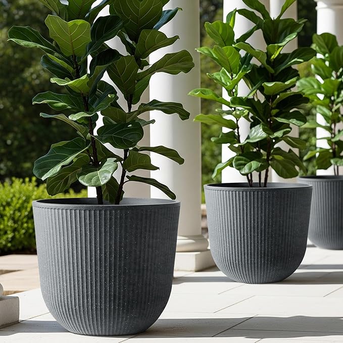 WORTH Garden Round Large Planter Pot Set of 2-17.5" Dia x 15.5" H - Image 2
