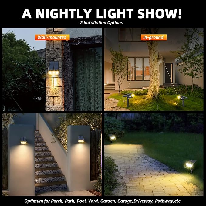 3 Brightness Modes Solar Outdoor Lights, 360 Degree Adjustable Lighting Angle - Image 3
