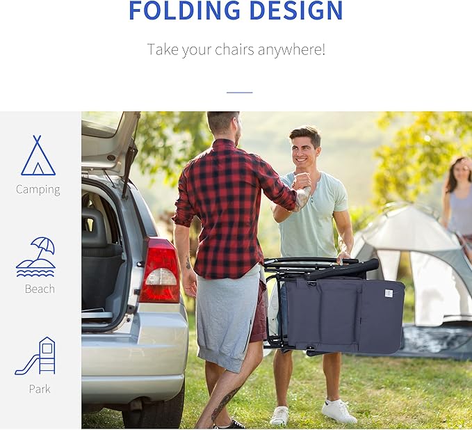 Outsunny Oversized Folding Rocking Camping Chair Set of 2, Padded Outdoor - Image 4