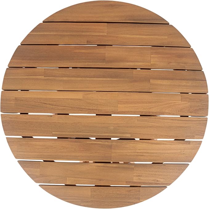 Merax Patio Outdoor Acacia Wood Round Coffee Table - Image 4