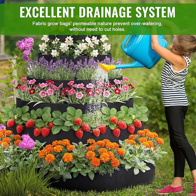 6 Tiered Strawberry Planter for Outdoor Plants, 47 Inch Heavy Duty Strawberry - Image 6