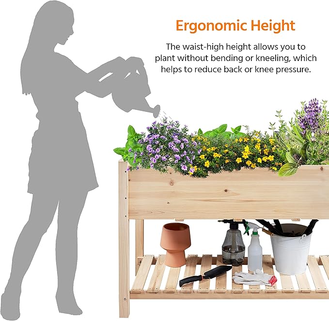 Yaheetech 47x23x32in Wooden Raised Garden Bed - Image 5