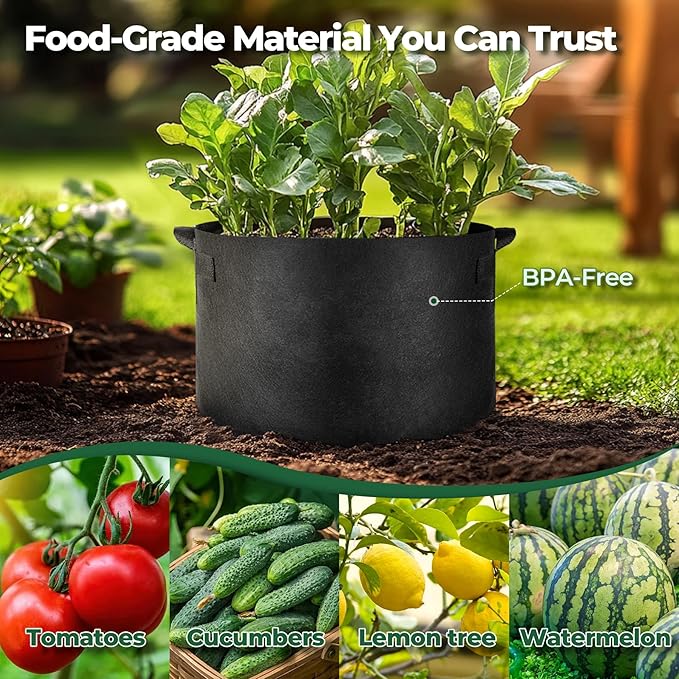 T4U 20 Gallon Grow Bags, Upgrade Fabric Grow Bags - Image 3