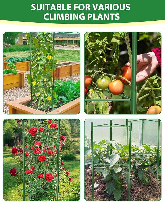 6 Pack Tomato Cages for Garden, 51in*13in Adjustable Tomatoes Plant Stakes - Image 3