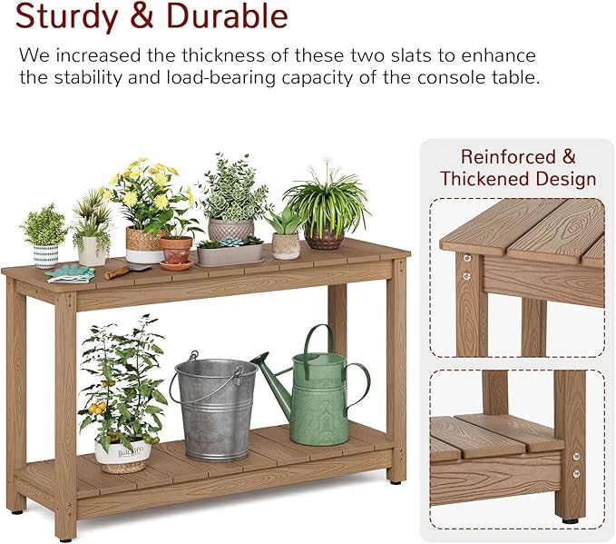 Stoog All-Weather Patio Console Table, 2-Tier Outdoor Table - Image 6