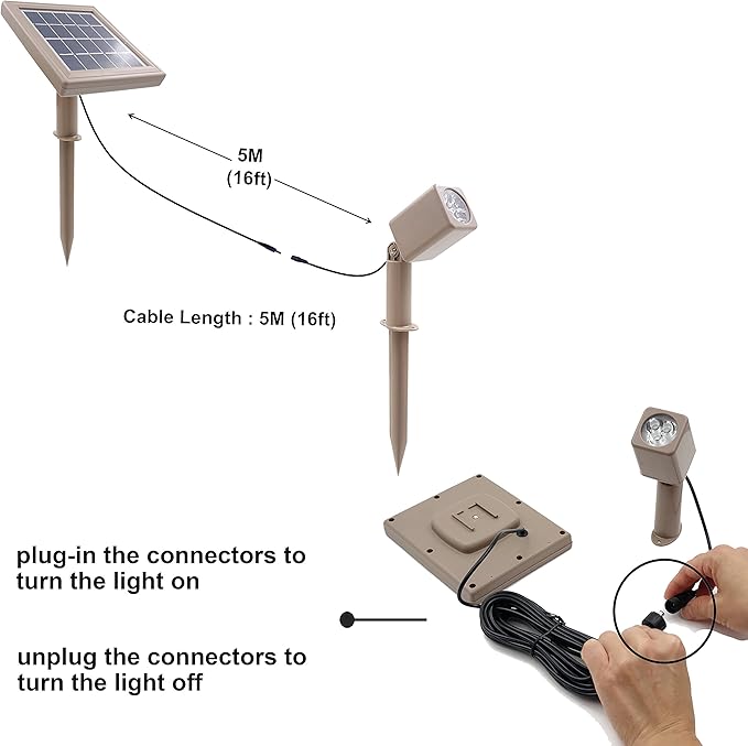 HEX 50X Single Solar Spotlight Warm White LED Waterproof Dimmable Dusk to Dawn - Image 3