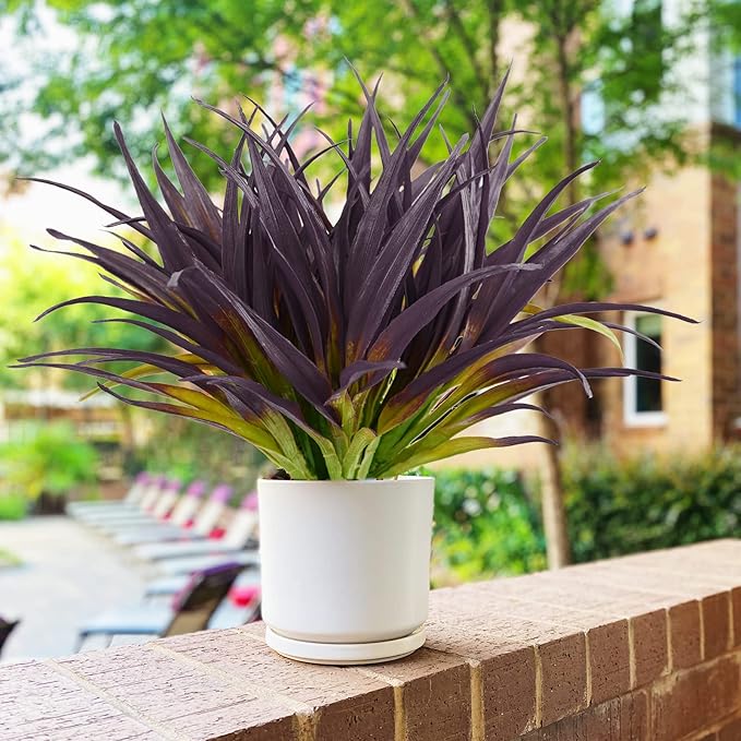 16Pcs Artificial Grass Fake Grass Plants 17.3in Outdoor Plants UV Resistant - Image 2