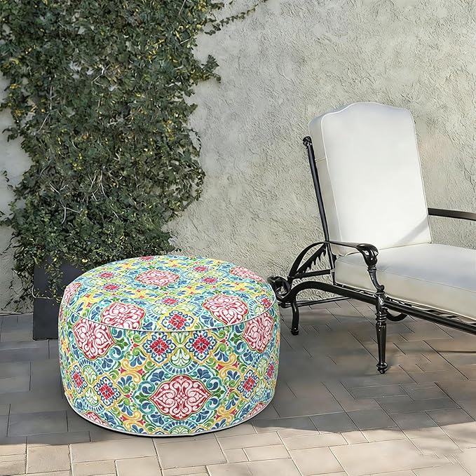 LVTXIII Indoor/Outdoor Extra Large Inflatable Ottoman Pouf D31 x H14 Inch - Image 2