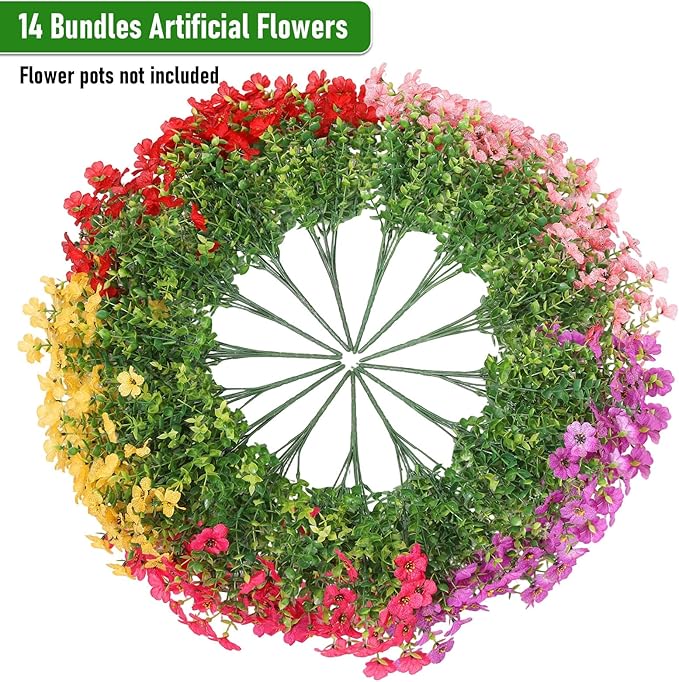 Artificial Flowers Outdoor Fake Plants, Faux Silk Flowers Plastic Plants - Image 5