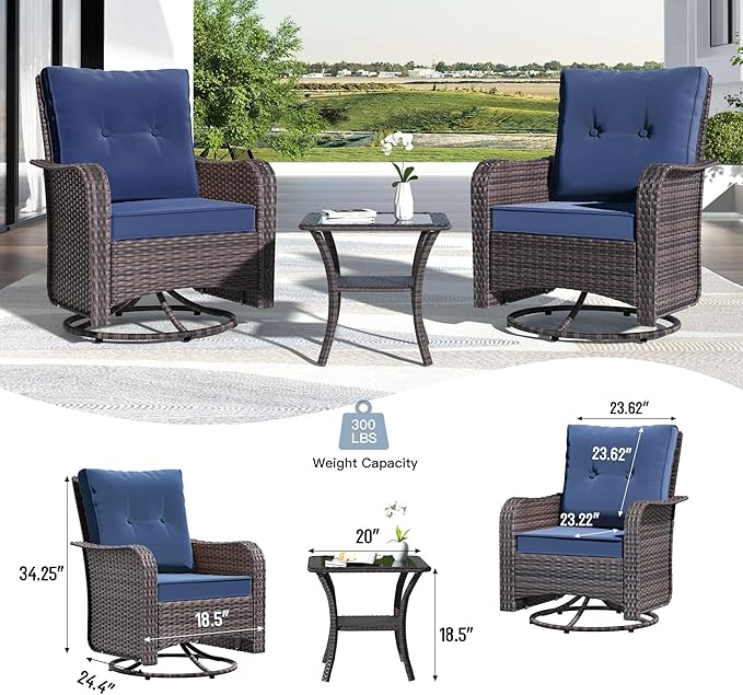 Kullavik 9 Pieces Outdoor Patio Furniture Set, PE Wicker Rattan Sectional Sofa - Image 9