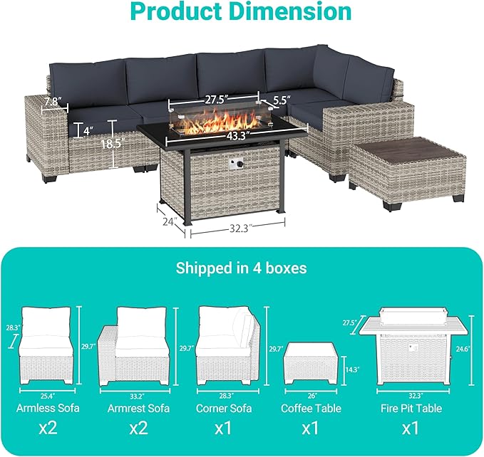 7 Pieces Outdoor Patio Furniture Set - Image 2