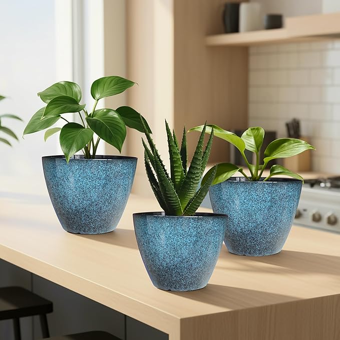 2 Pack Plastic Plant Pots with Drainage Holes, 8 inch Planter - Image 7