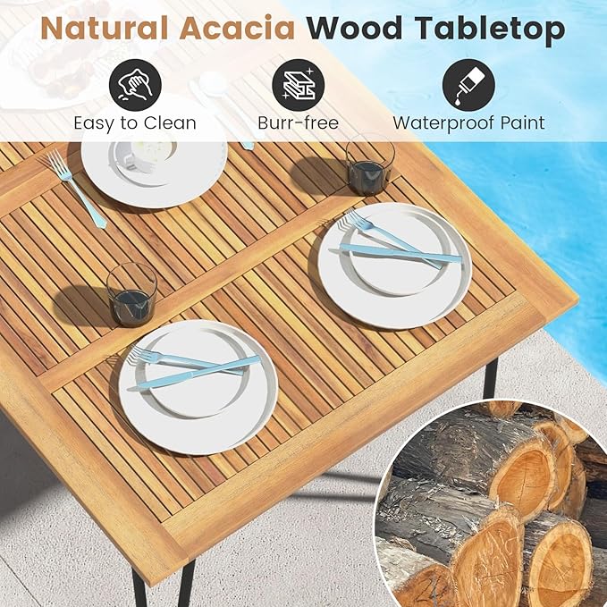 Tangkula 63" Large Patio Dining Table - Image 8