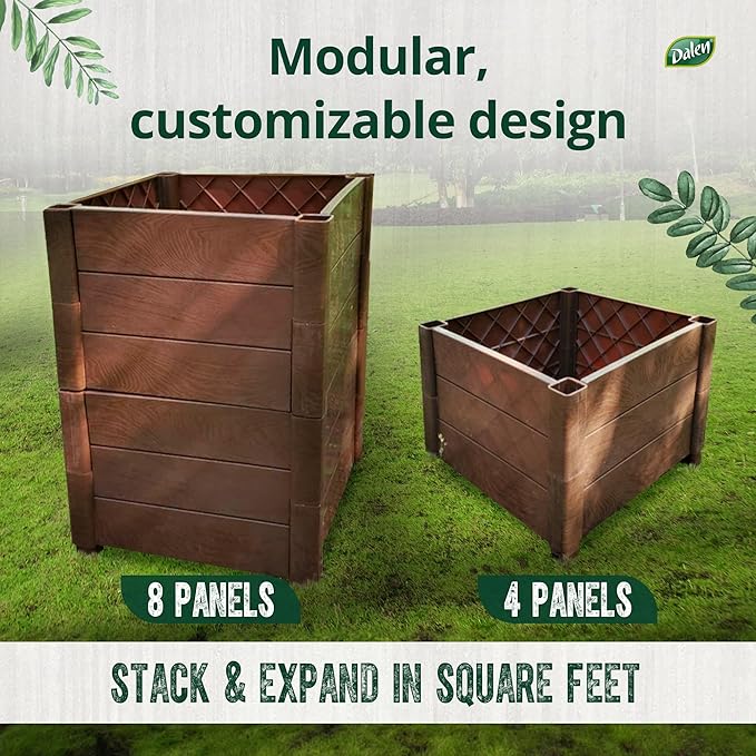 Dalen Modular Raised Bed Garden – Faux Wood – 4 Panel Starter Pack – Makes - Image 5