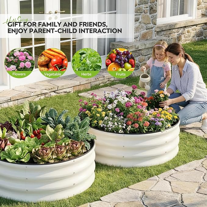 ZORMY Galvanized Raised Garden Bed Outdoor, Round Metal Planter Boxes 2 Pcs - Image 8