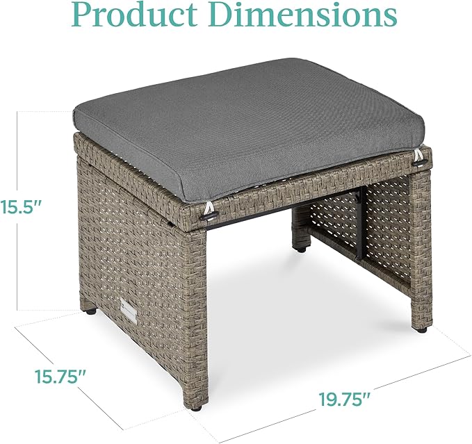 Best Choice Products Set of 2 Wicker Ottomans, Additional Seating, Side Table - Image 7