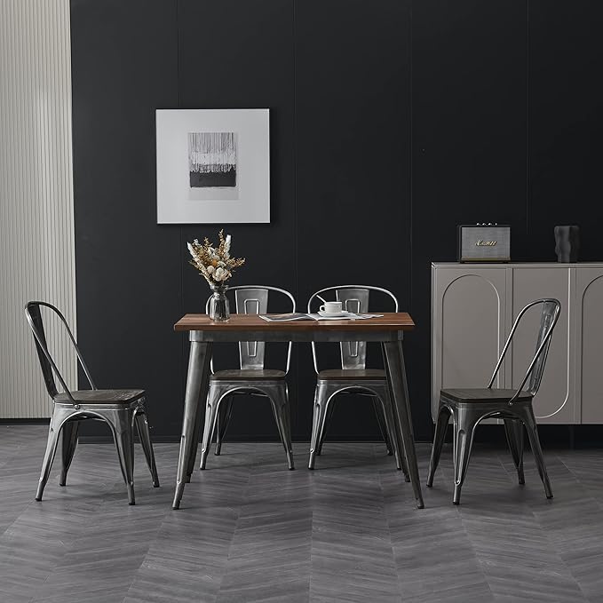 Nazhura Metal Dining Chair Farmhouse Tolix Style - Image 6